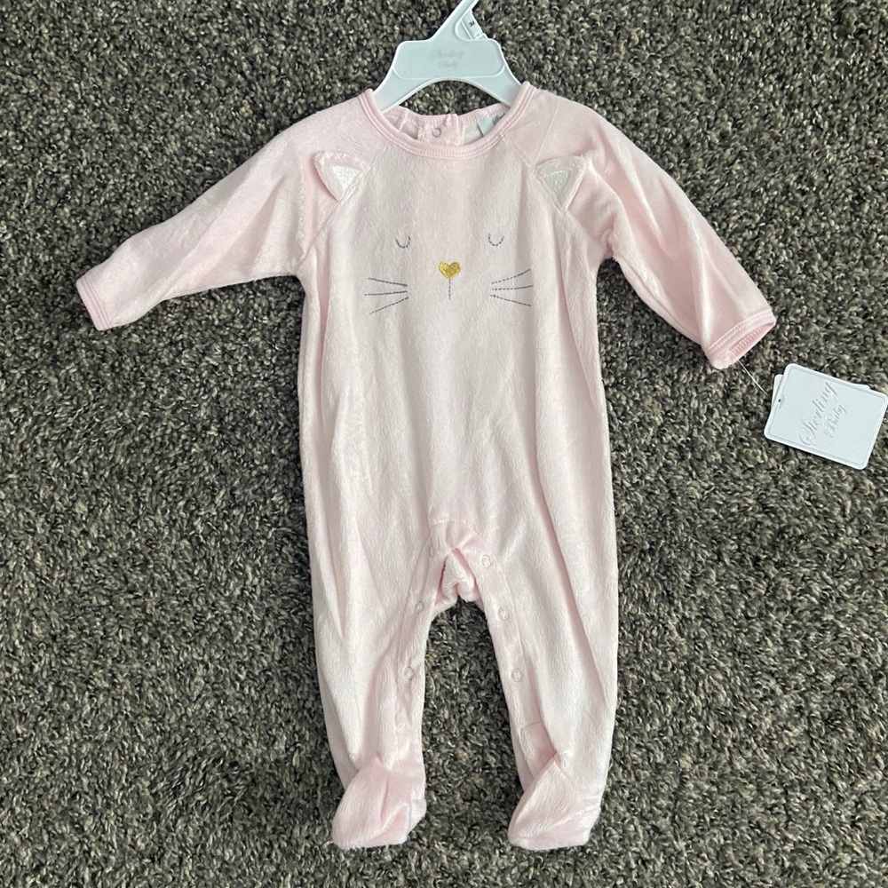 Pink Velvet Cat Footie
